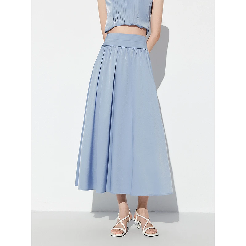 【赵老板专属】太平鸟气质蓝色优雅修身显瘦半身裙A8CDE2679