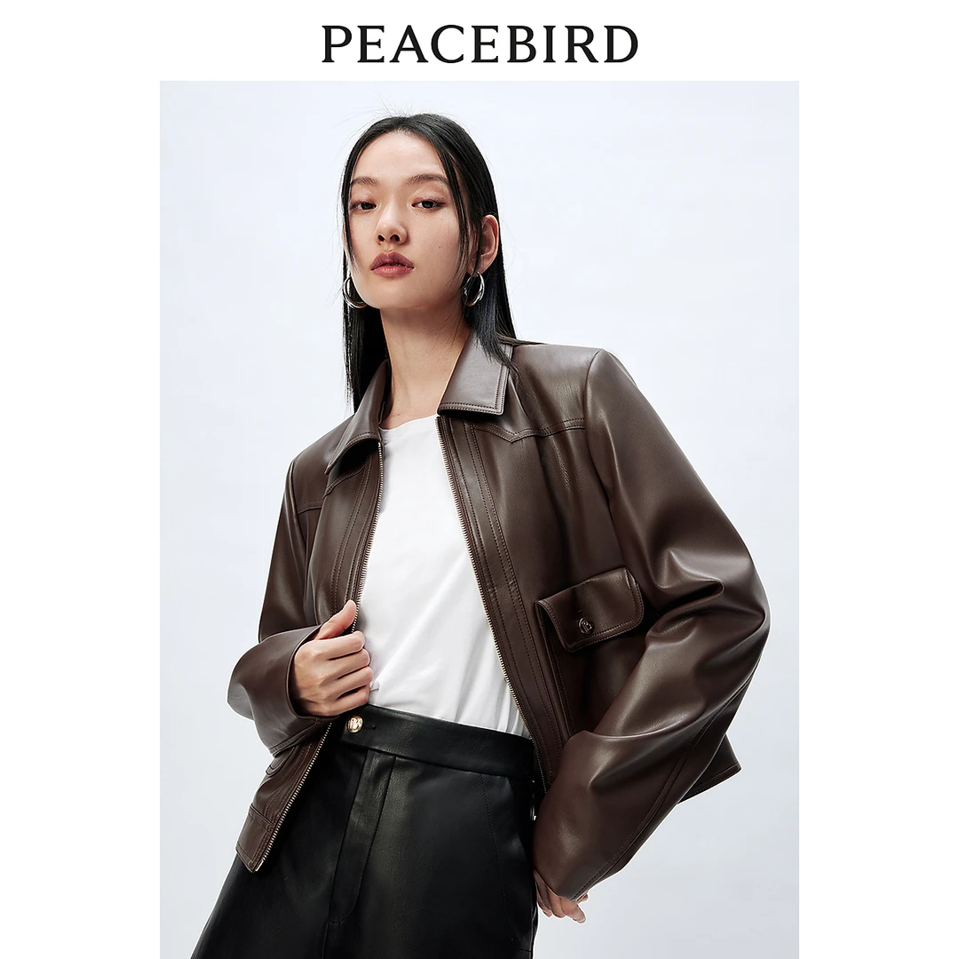 【赵老板专属】太平鸟黑色PU外套女美拉德2025春装新款AABBF1180