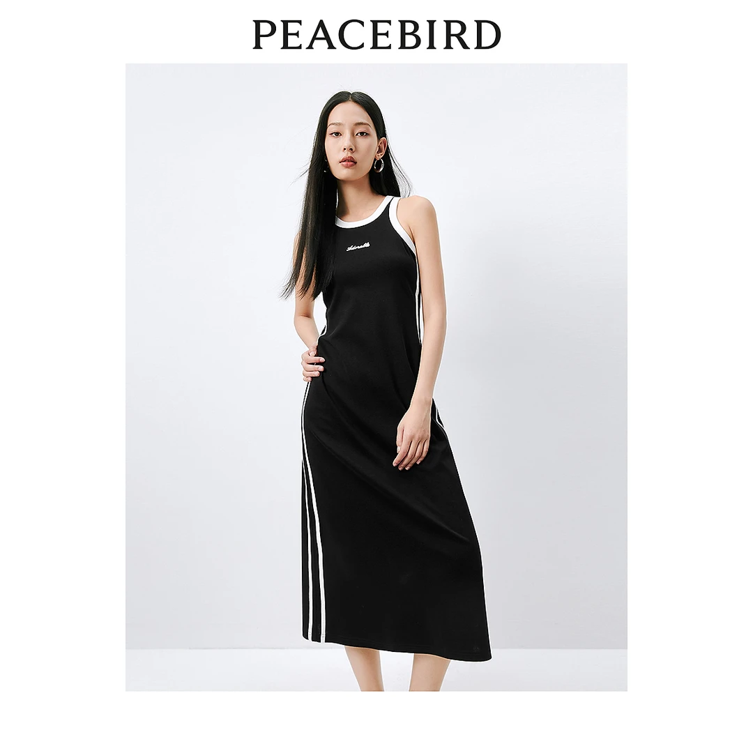 【赵老板专属】太平鸟修身针织连衣裙运动风吊带连衣裙A7FAE2406