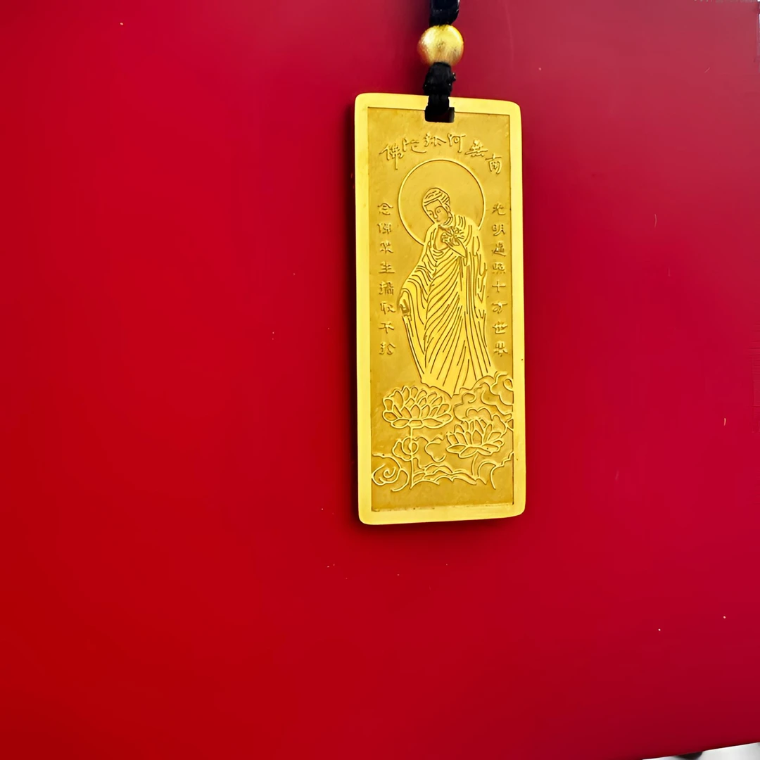 合金吊坠 南无阿弥实心双面雕刻般若吊坠复古时尚