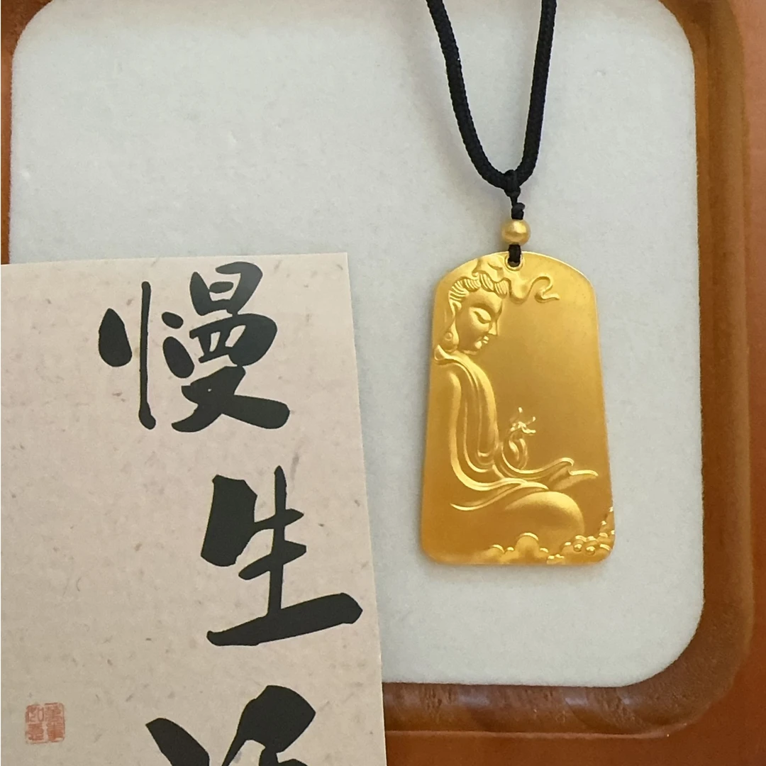 合金吊坠 祥云观音牌实心双面雕刻立体吊坠精美磨砂