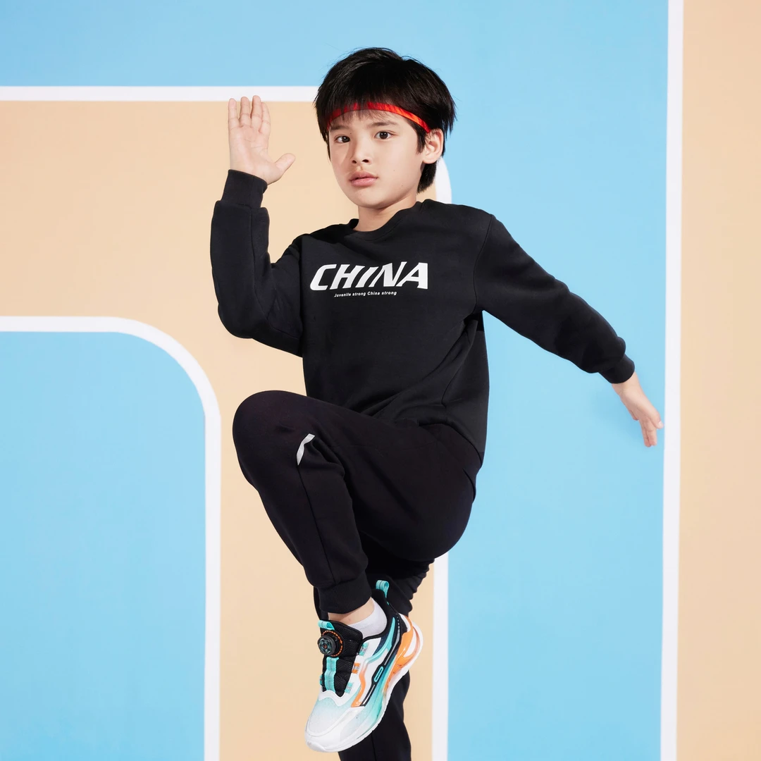 中国乔丹儿童童装2023年秋季新款卫衣字母印花男童女童QWD3631561