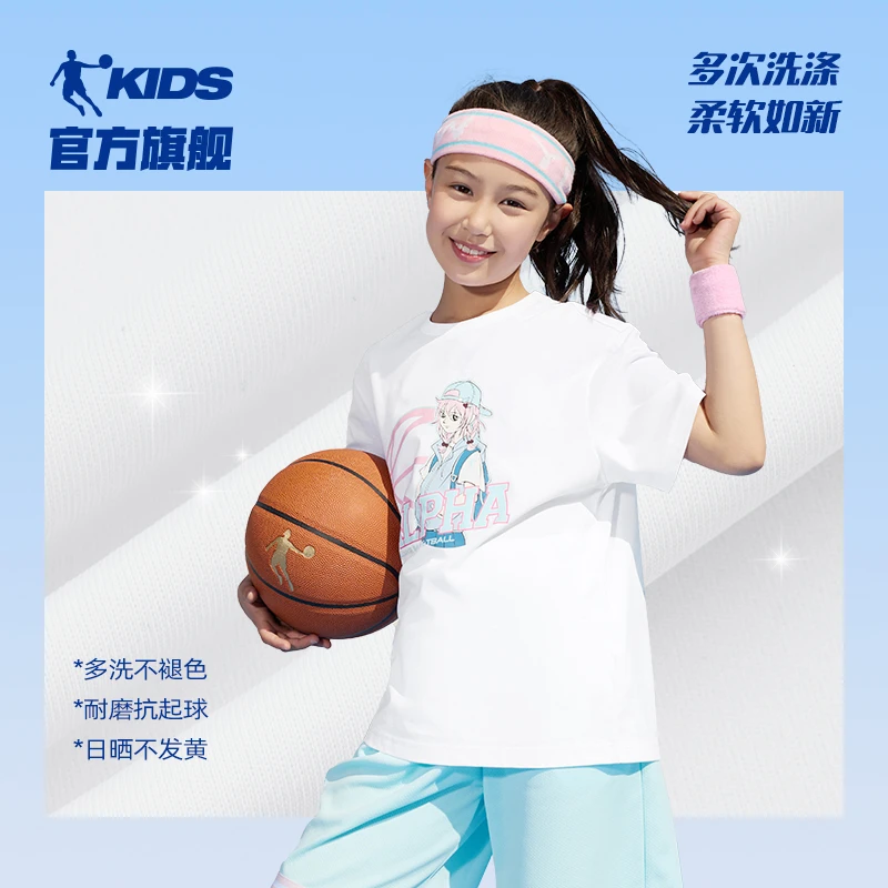 中国童装女童白色t恤儿童短袖2025夏季新款大童运动半袖夏装