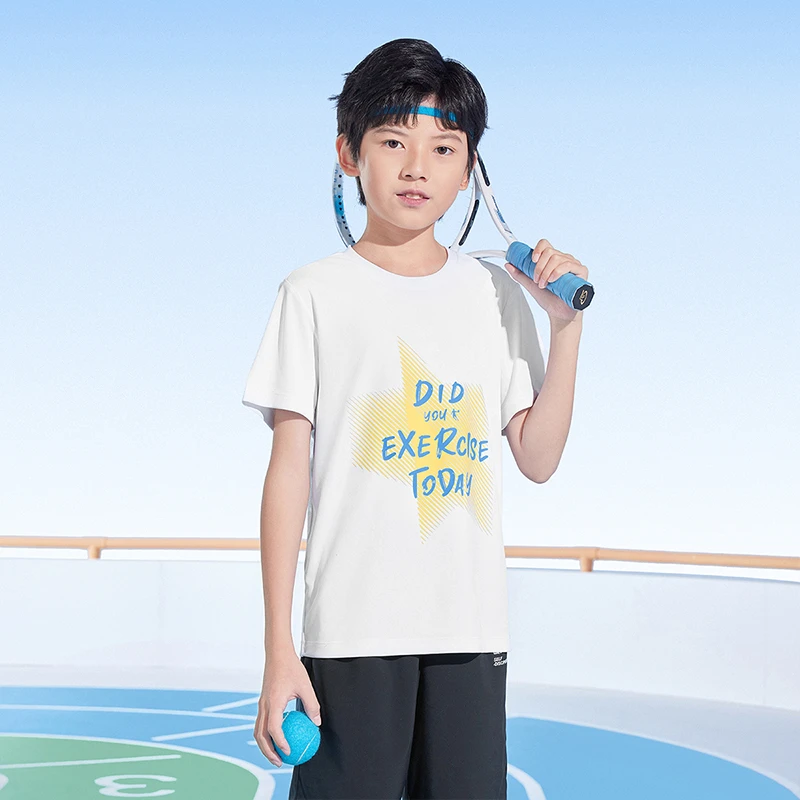 中国乔丹童装儿童短袖2024夏季男童女童运动时尚休闲圆领透气半袖