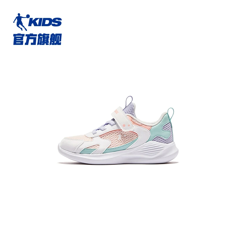 中国乔丹儿童童鞋2023新款女童小童透气跑步鞋魔术贴网面运动鞋