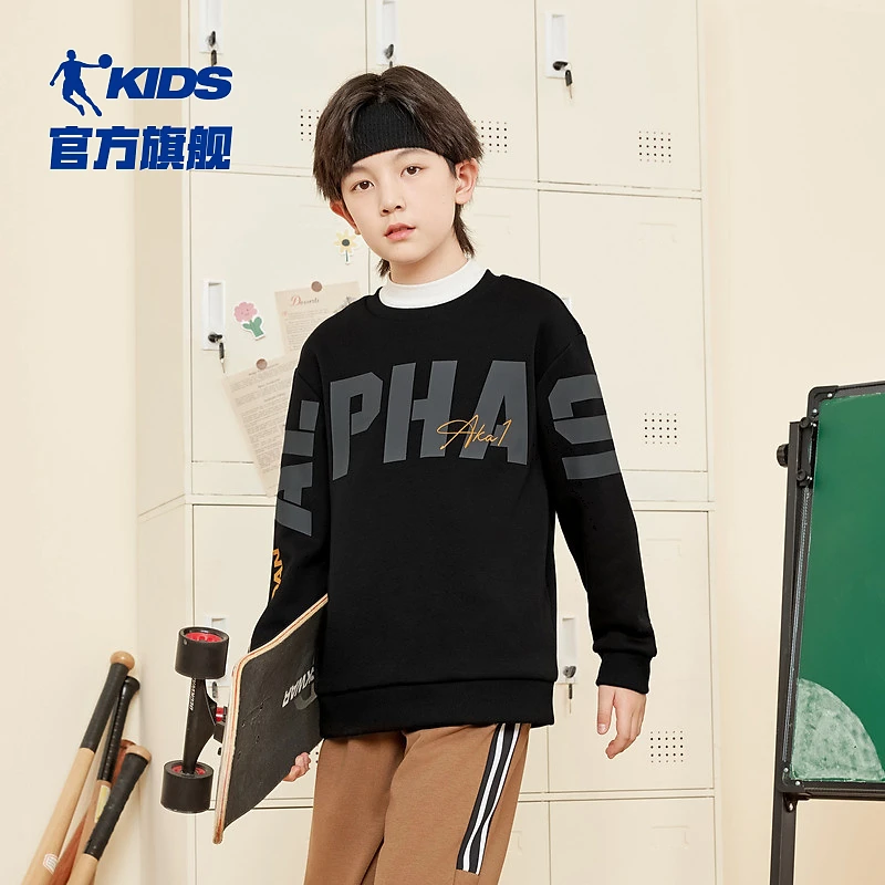 中国乔丹儿童针织上衣针织加绒冬季男童中大童童装