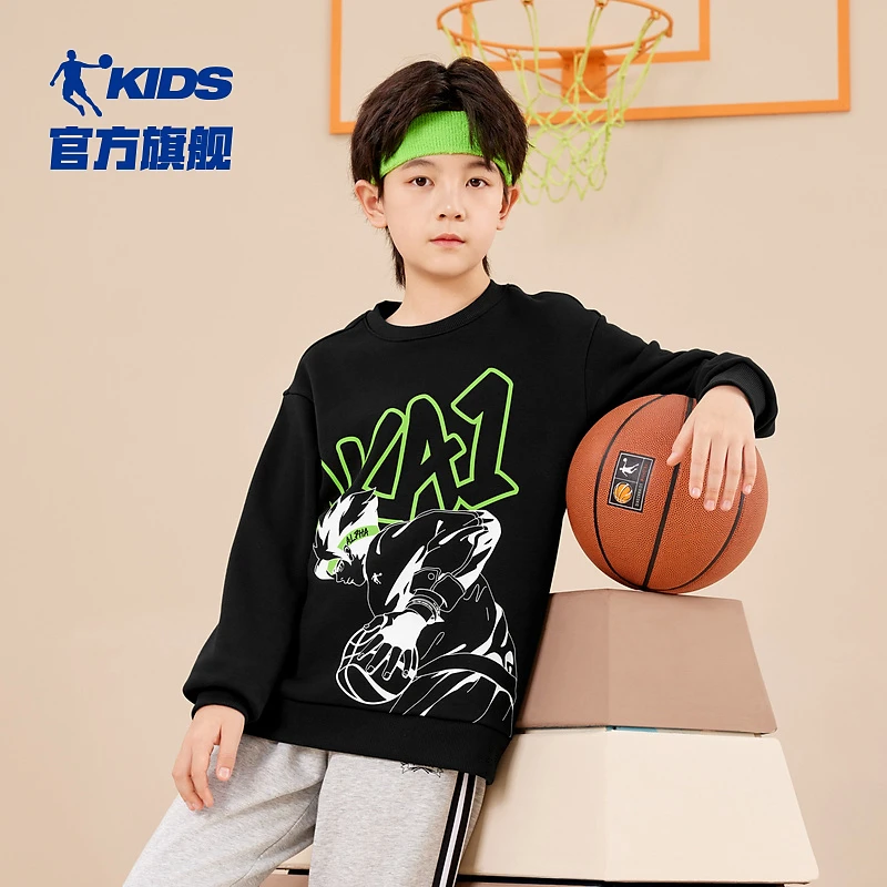 中国乔丹儿童针织上衣针织加绒冬季男童中大童童装