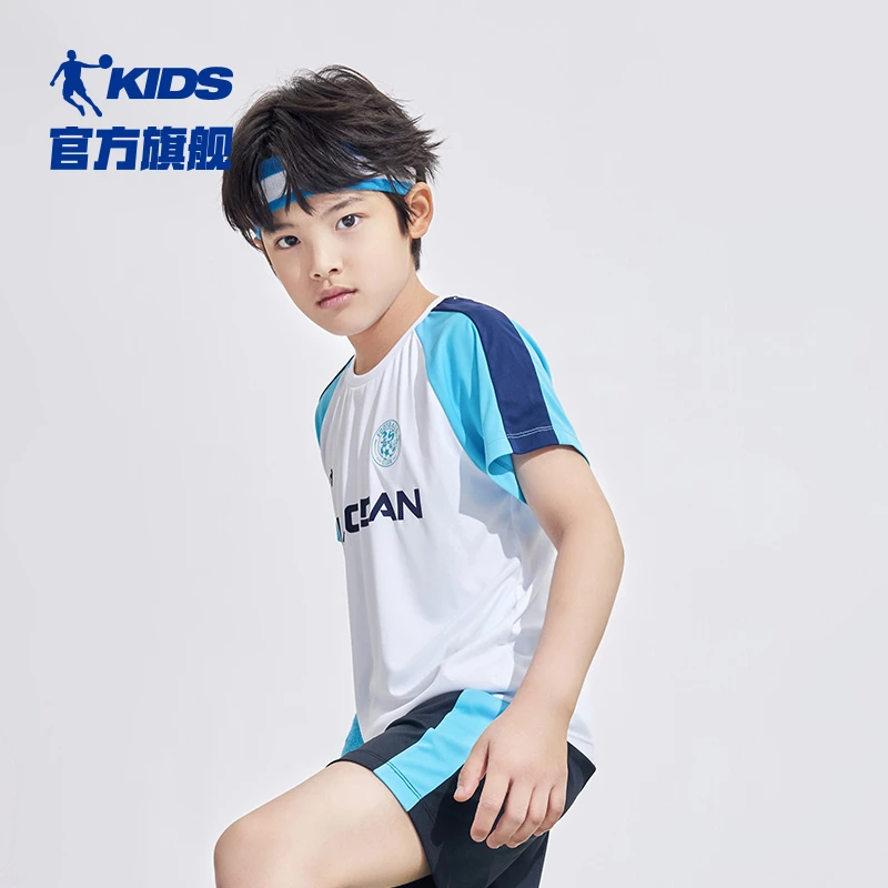 中国乔丹儿童童装2024夏季新款运动训练男童小童大童短袖速干透气