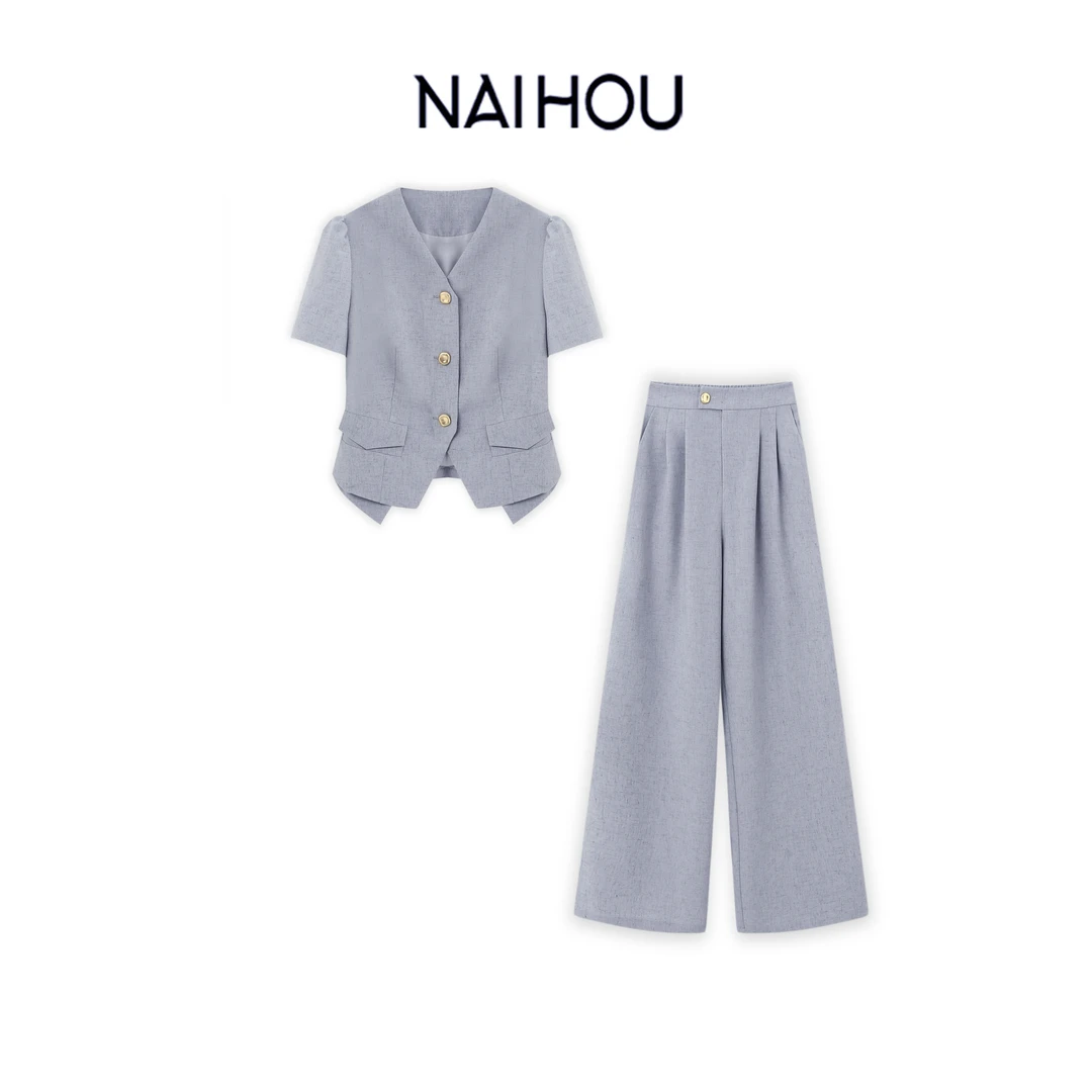 维维【莫兰迪灰】夏季显瘦百搭轻奢洋气简约时尚套装-24WB0418A