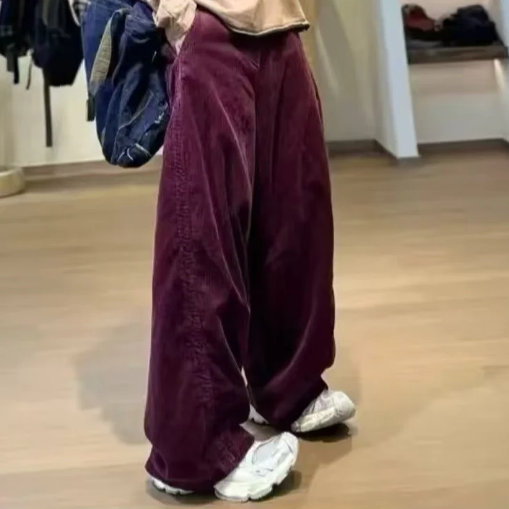 静一分享【璃浅】#241014 坑条灯芯绒双层休闲撞色线长裤