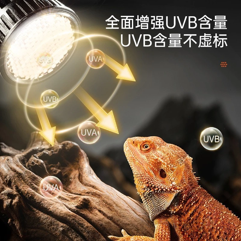 其鳞爬宠全光谱补钙灯黄缘乌龟守宫蜥蜴UVAUVB太阳光LED晒背灯泡
