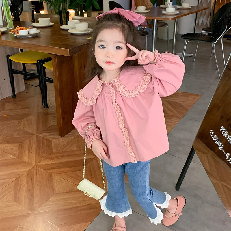 女童网红套装2022新款春秋儿童洋气衬衫衣服小童时髦女宝宝秋装