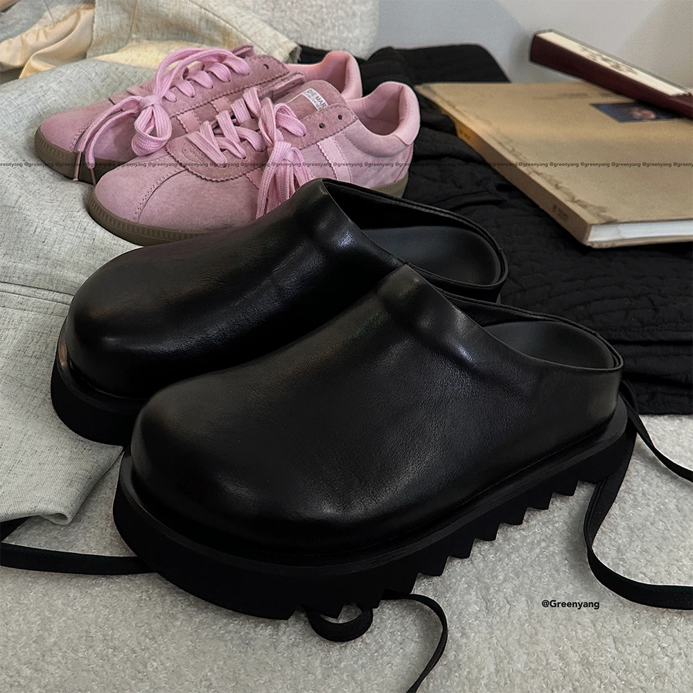 小众设计师款大头拖黑色潮流勃肯休闲拖鞋百搭厚底包头拖 3396-1