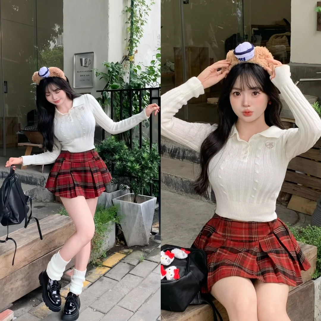 MengFairy清清【芬兰学院 半裙】美式复古学院风格纹半裙3303