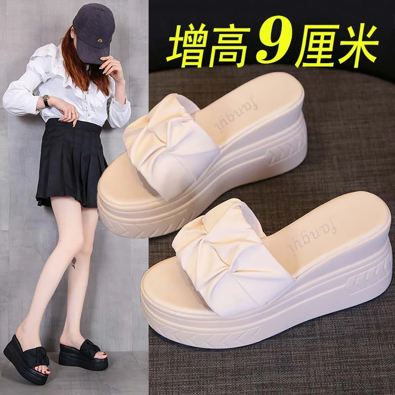 回力瑞拖鞋女夏外穿2024新款高级感一字拖厚底增高仙女风坡跟凉拖