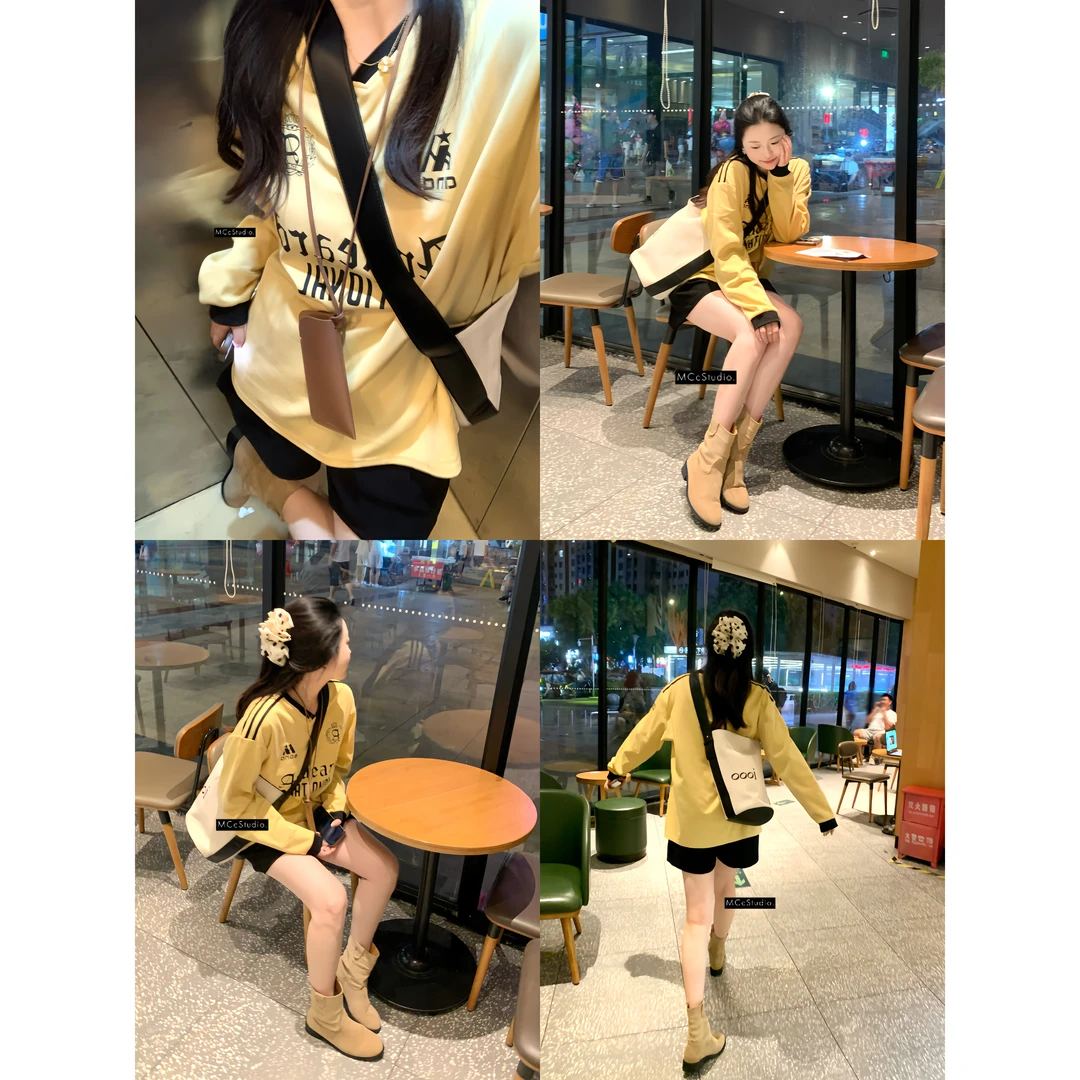 秋新款MCc【美式YellowT】改良俏皮可爱风oversize大版T恤#3041