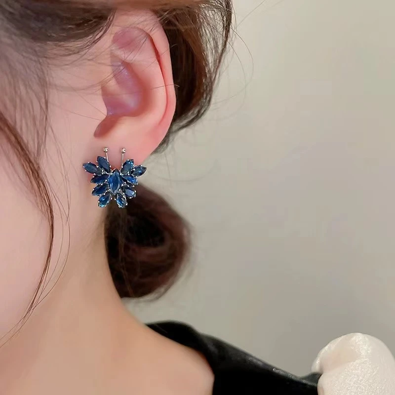 铜合金耳饰 气质蓝色轻奢时尚百搭法式小众素款N1521