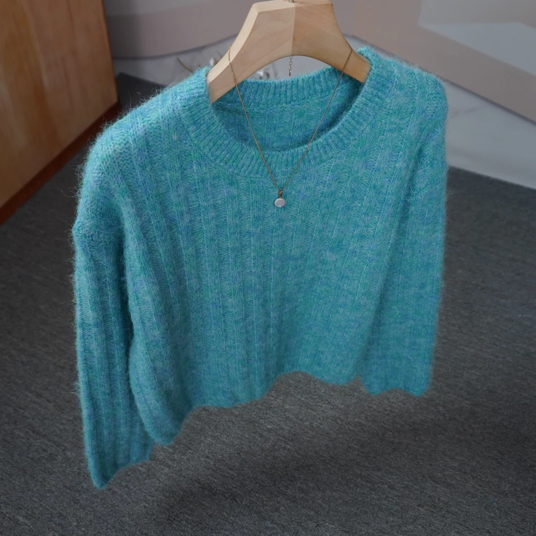 圆领秋冬加厚时尚宽松百搭毛衣女