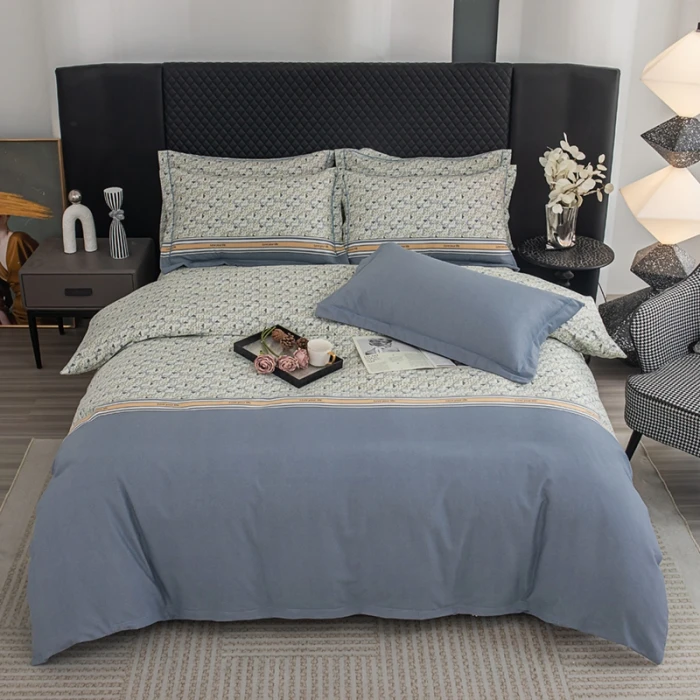 【雪之晴】2024年新款四季通用印花条纹轻奢高档简约家纺床四件套