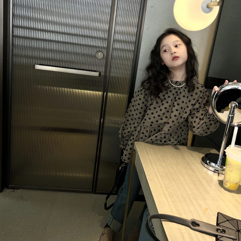 儿童波点娃娃衫 23q045