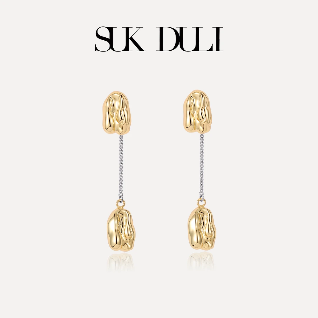 铜合金耳饰 双11黄金海岸吊坠耳环轻奢原创设计个性小众