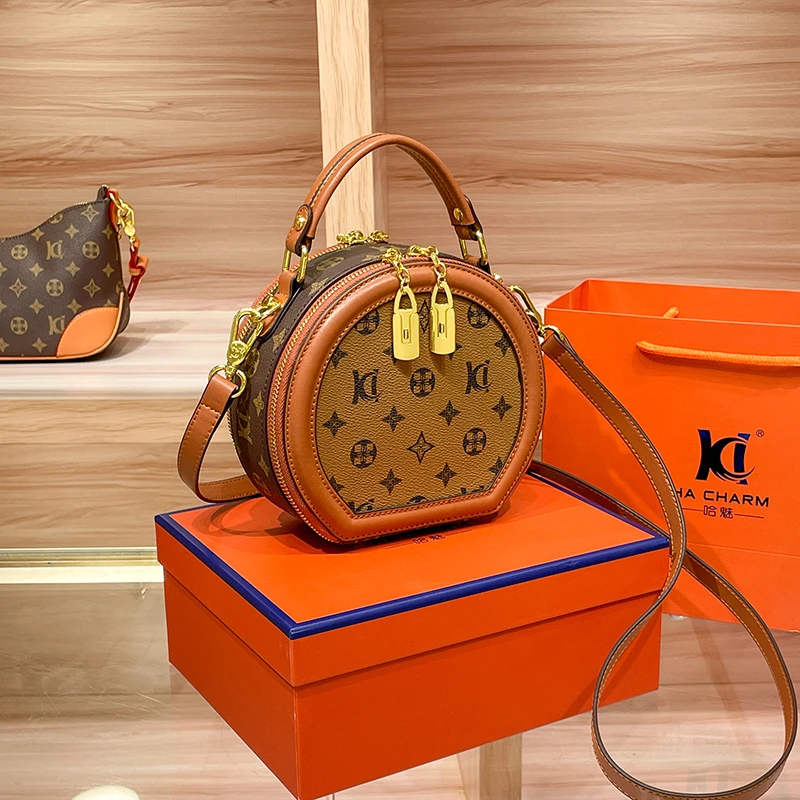 2024新款时尚百搭圆形小包包轻奢洋气潮流小众手提单肩斜挎女士包