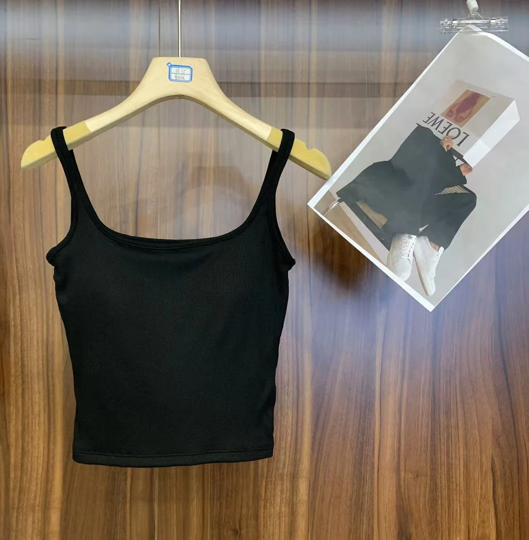 李园家2号店-6850-冬季螺纹棉细肩方领一体式背心美背