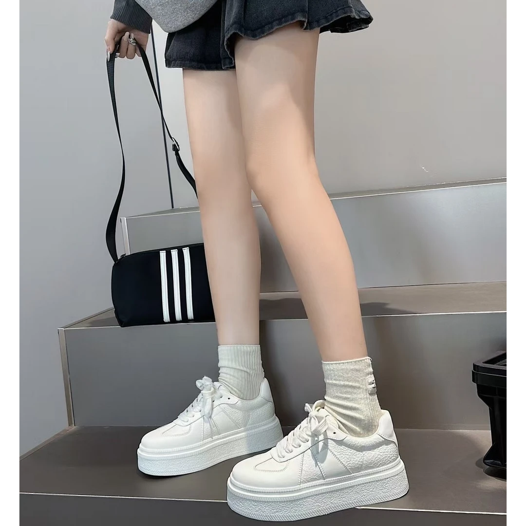 李园家2号店-5137增高板鞋厚底休闲板鞋休闲鞋韩版时尚小白鞋系带