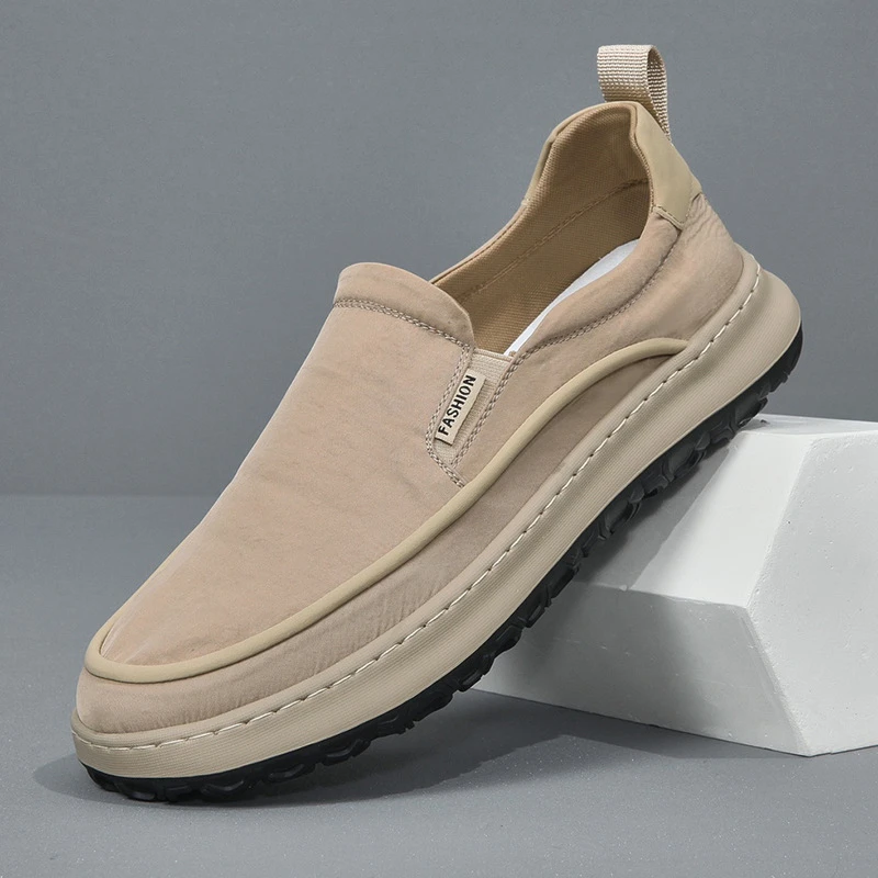 2024夏季老北京布鞋厚底男士帆布鞋透气冰丝布懒人一脚蹬乐福鞋