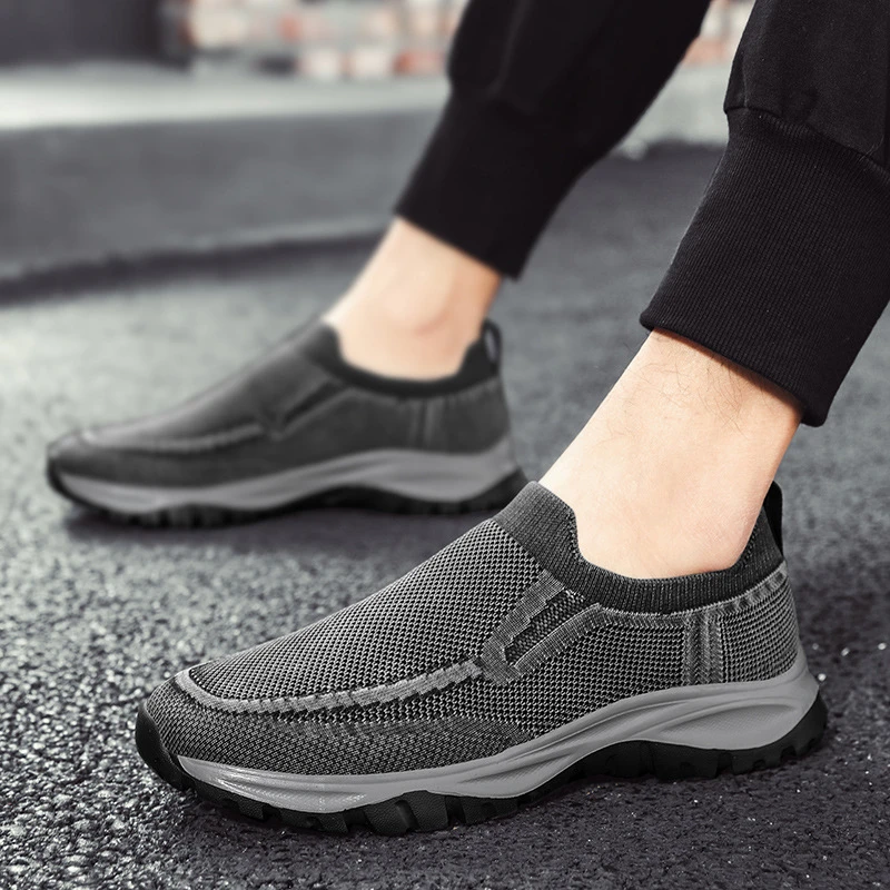 远锦外贸欧美运动鞋圆头夏款水洗飞织鞋男网面透气休闲鞋夏季男鞋