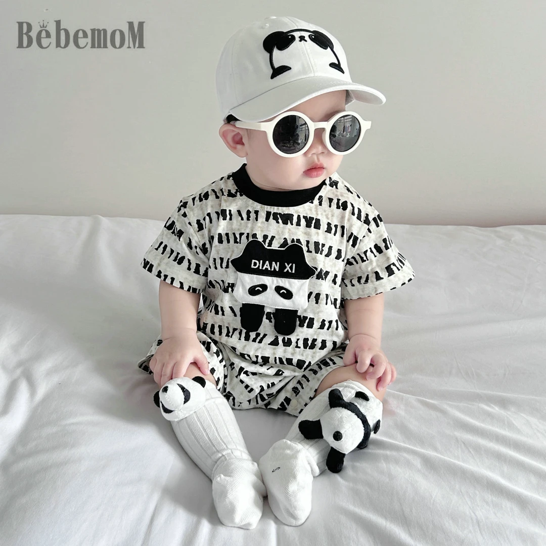 新生婴儿连体衣夏装新款棉质短袖满印立体卡通爬服夏装0-1外出服