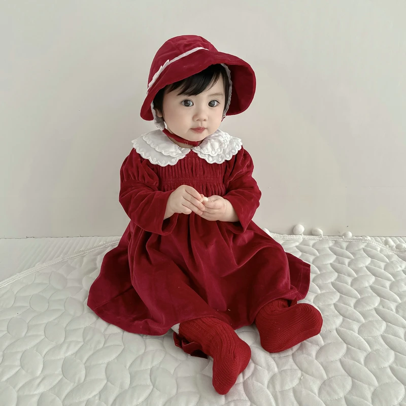 洛丽塔女童春装秋冬季周岁礼服裙子丝绒欧美风童装连衣裙女孩童裙