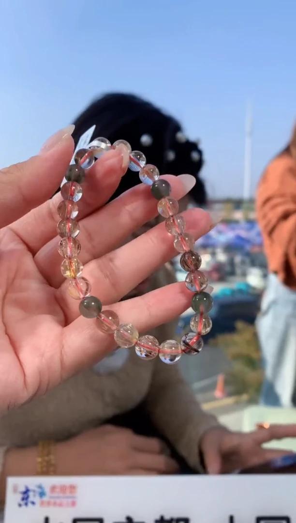【闪购商品】水晶手链未镶嵌8mm彩发晶手链