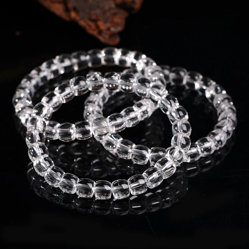 天然毕业级双A级白水晶075老型珠直切手串8mm-多样性发其一