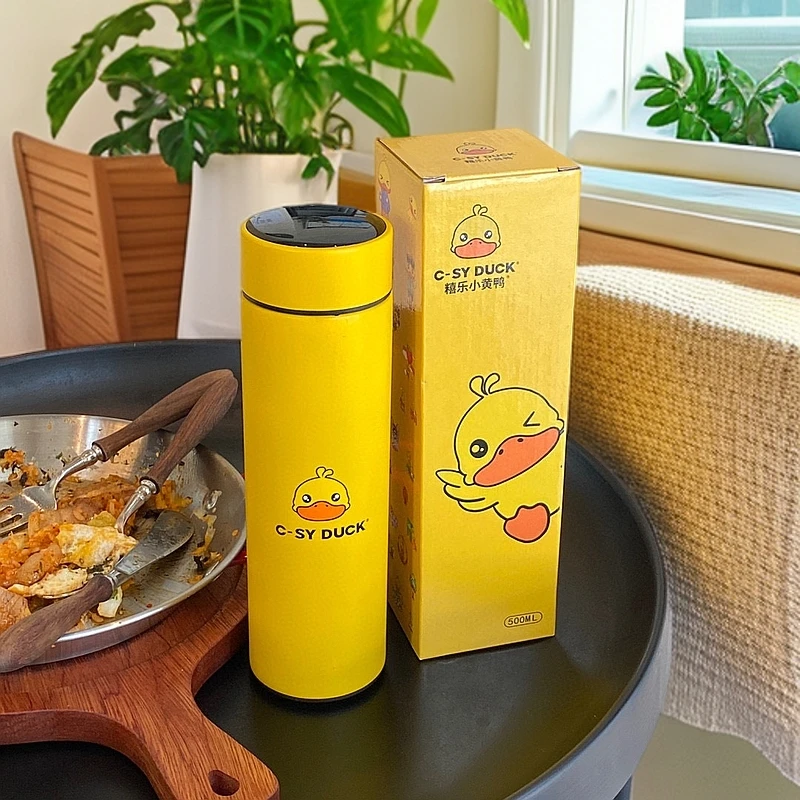 网红6小时以下保温壶真空防锈纯色休闲风大容量小黄鸭保温杯水杯