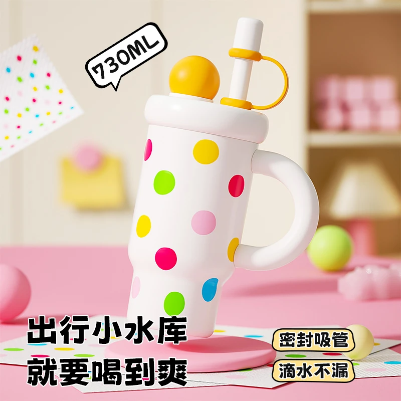世大家保温杯可爱吸管杯时尚女水杯茶水分离高颜值便携式防漏杯D