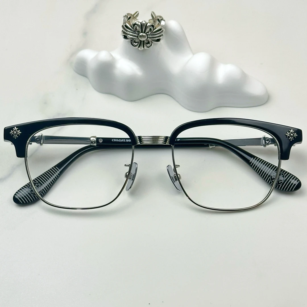 钛架潮流经典斯文半框男眼镜架网红眉毛金属近视眼镜框可配度数