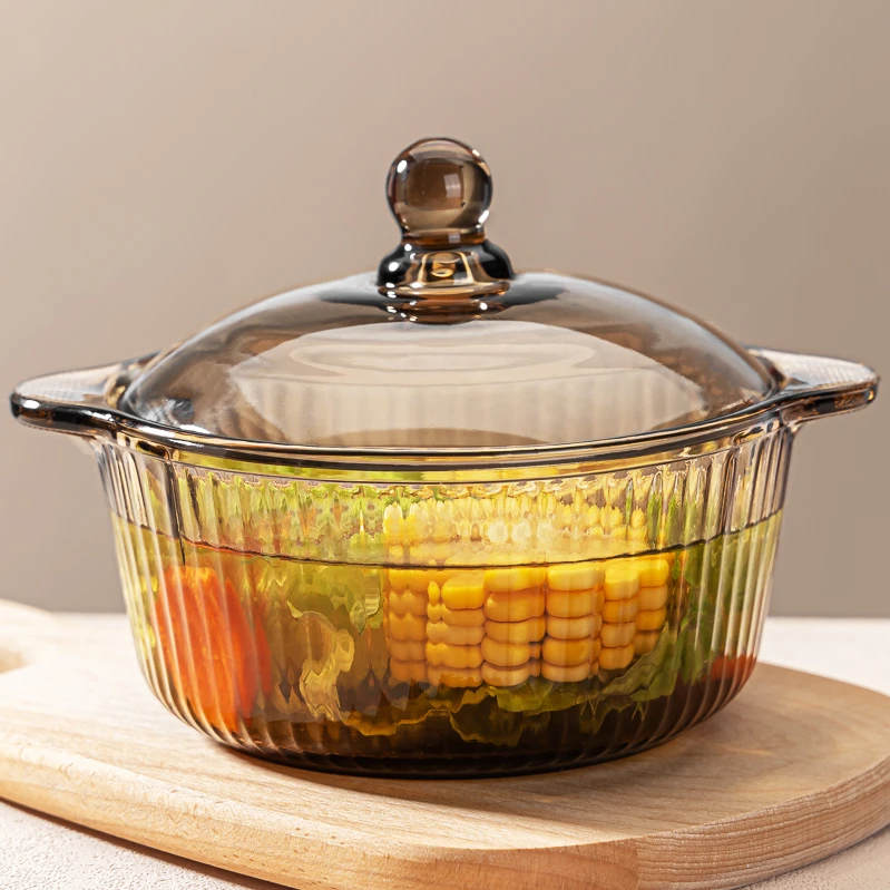 茶色玻璃煲1只装【平纹&川纹】