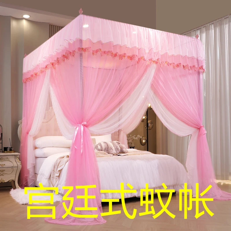 【双层纱单蚊帐】家用卧室公主风三开门宫廷式加密加老宫廷落地蚊帐