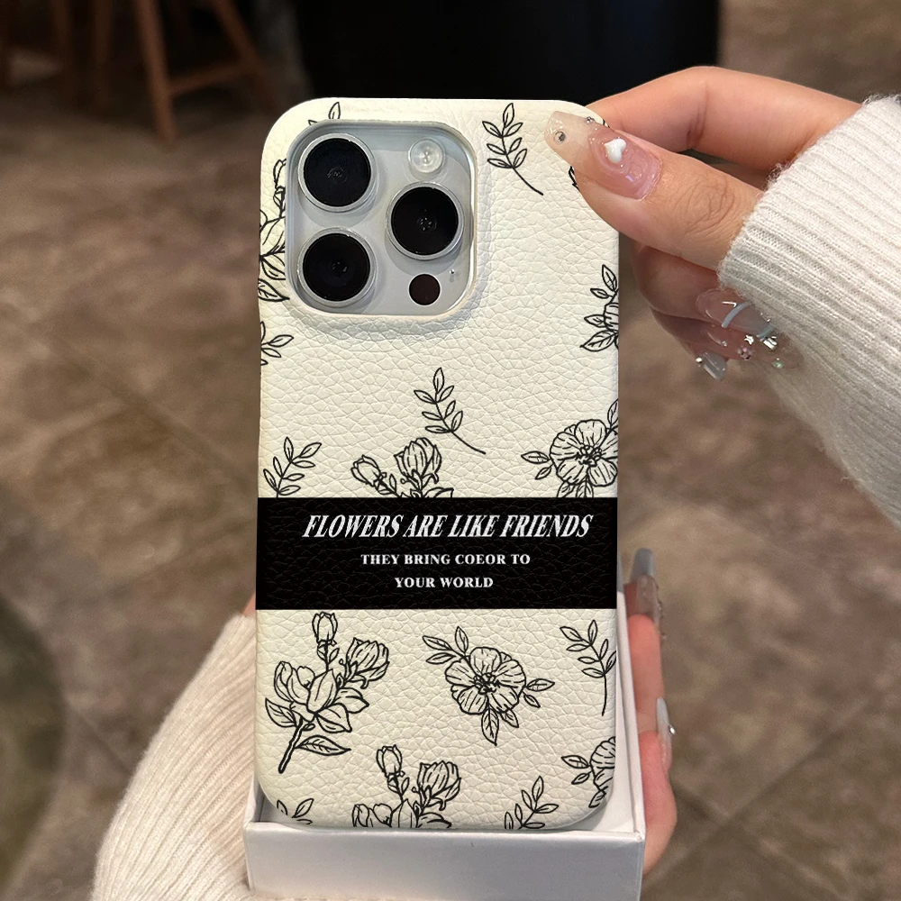 ins风花花荔枝纹高级感苹果15手机壳14promax女13半包12皮壳