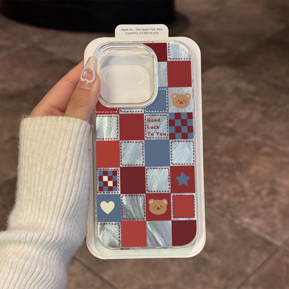 格子小熊适用苹果16手机壳iPhone15/14Promax潮VIVO华为小米OPPO