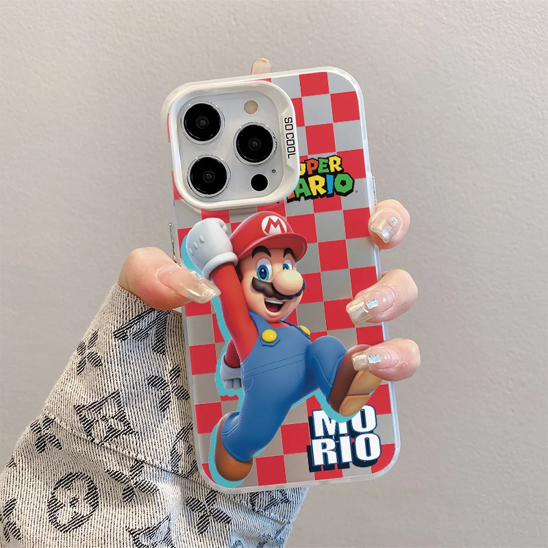 马里奥红格子适用苹果手机壳iPhone16/15Promax潮华为小米OPPO