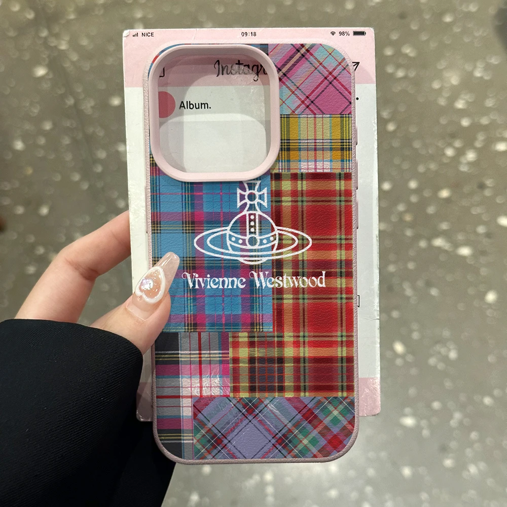 （苹果系列）彩色格纹星球适用苹果16promax手机壳15pro/14/13/1