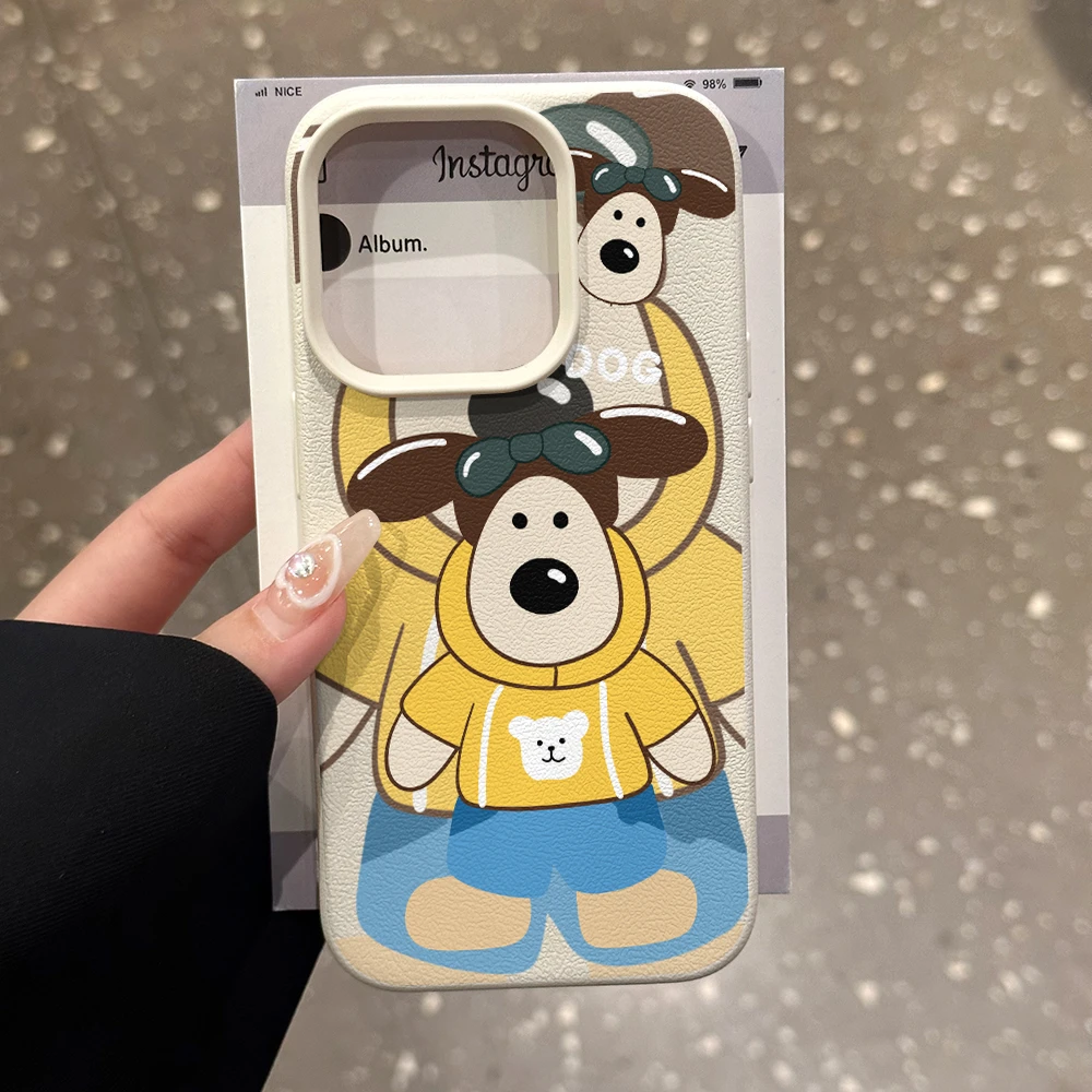 掌门狗仿皮纹适用苹果15手机壳iPhone14promax套13磨砂12全包11