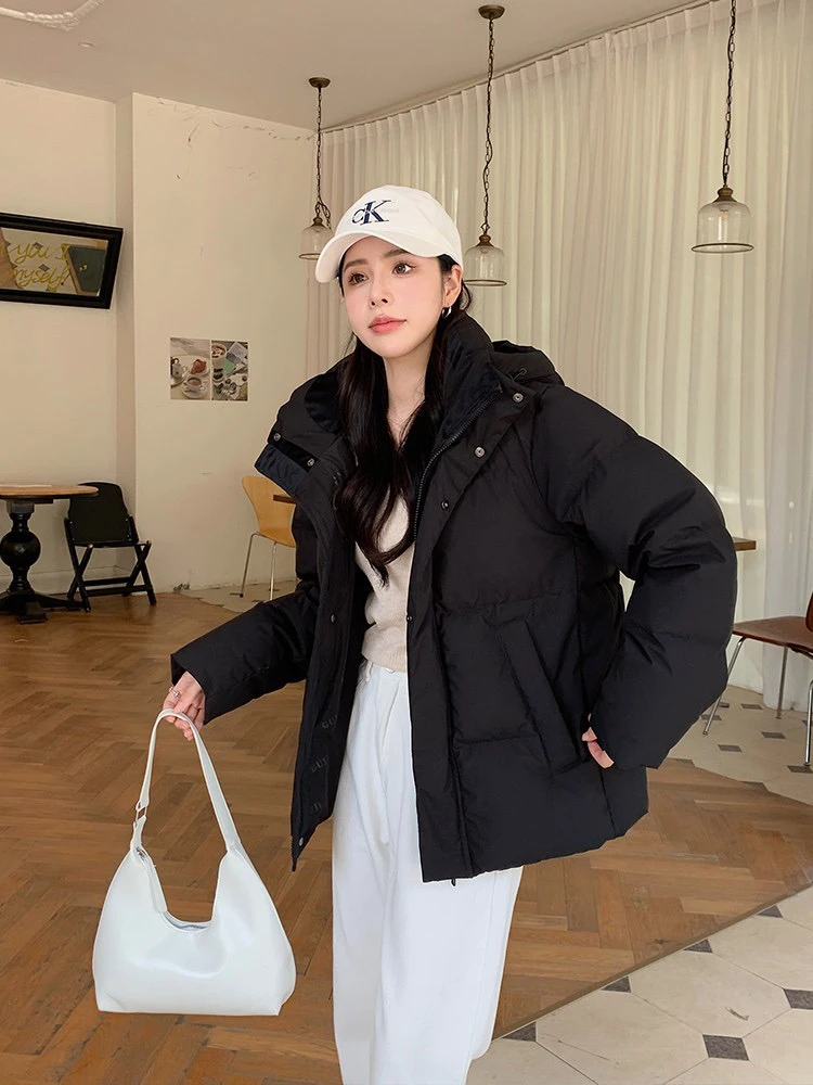 2024款90%白鸭绒可脱卸帽 短款加厚男女同款羽绒服冬季