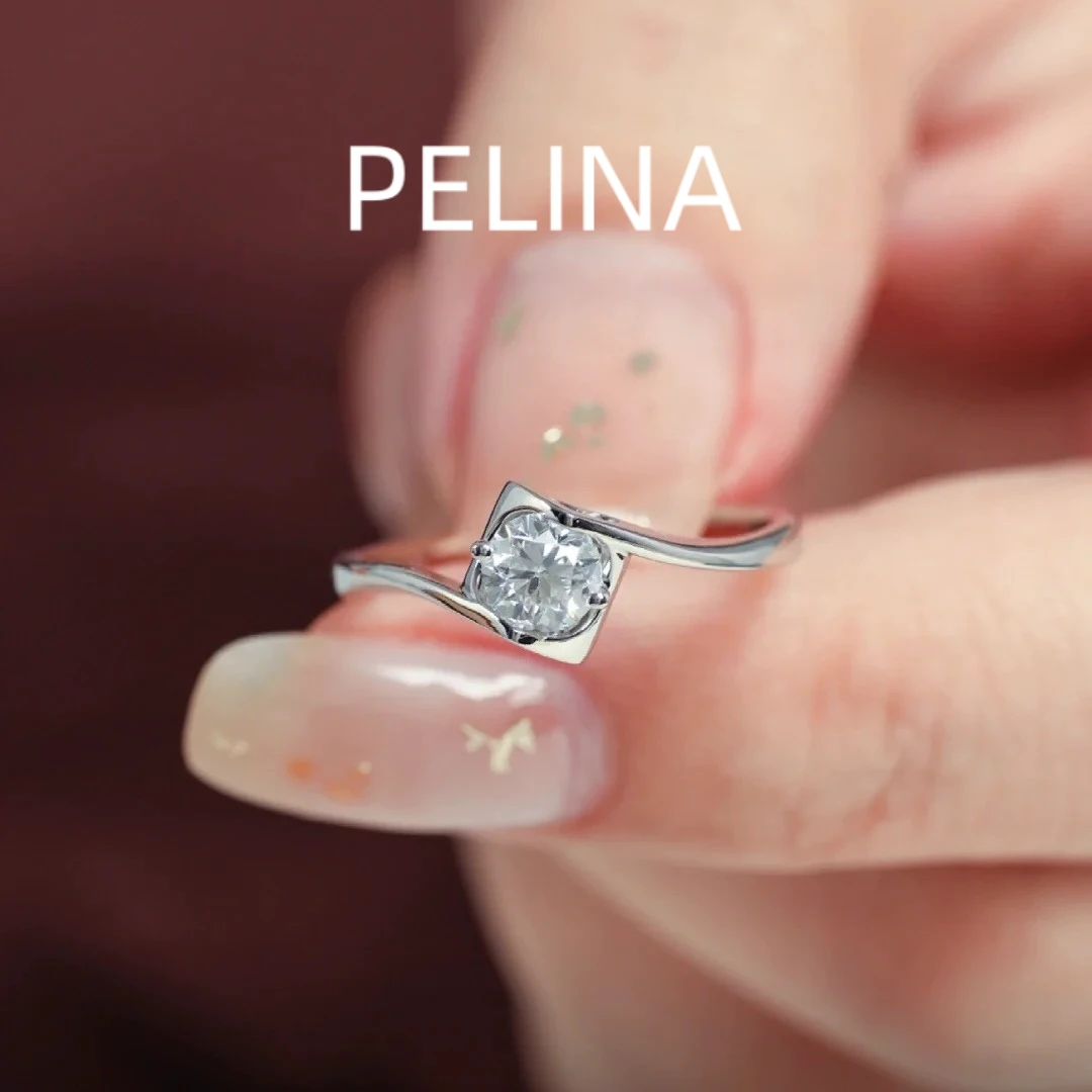 PELINA莫桑戒指1克拉天使之吻求婚戒光扭壁爱心卡镶经典百搭钻戒
