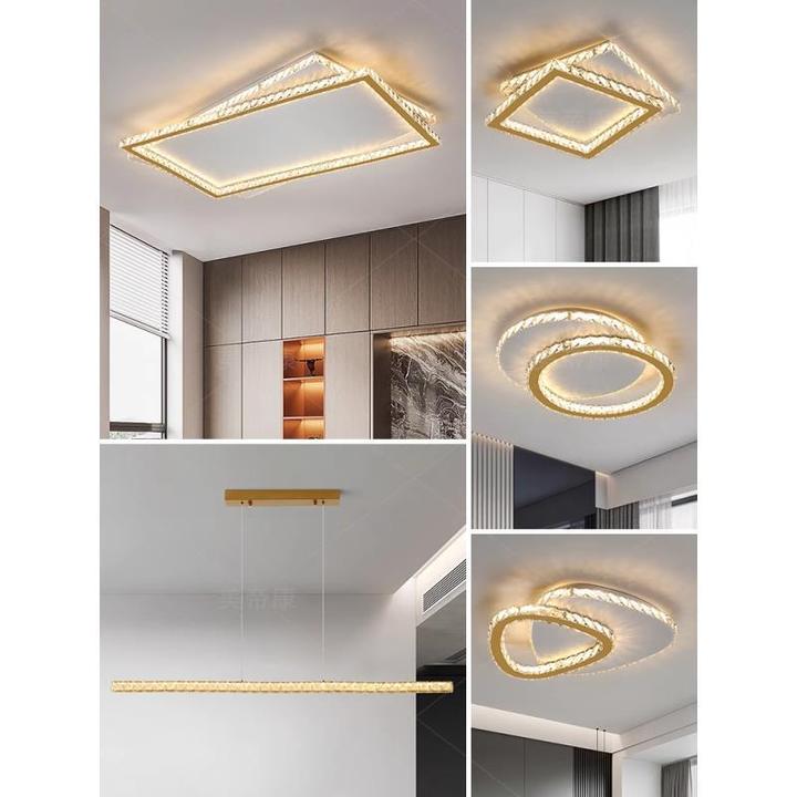 客厅护眼现代简约大气2024年新款轻奢水晶卧室灯灯具套餐组合全屋