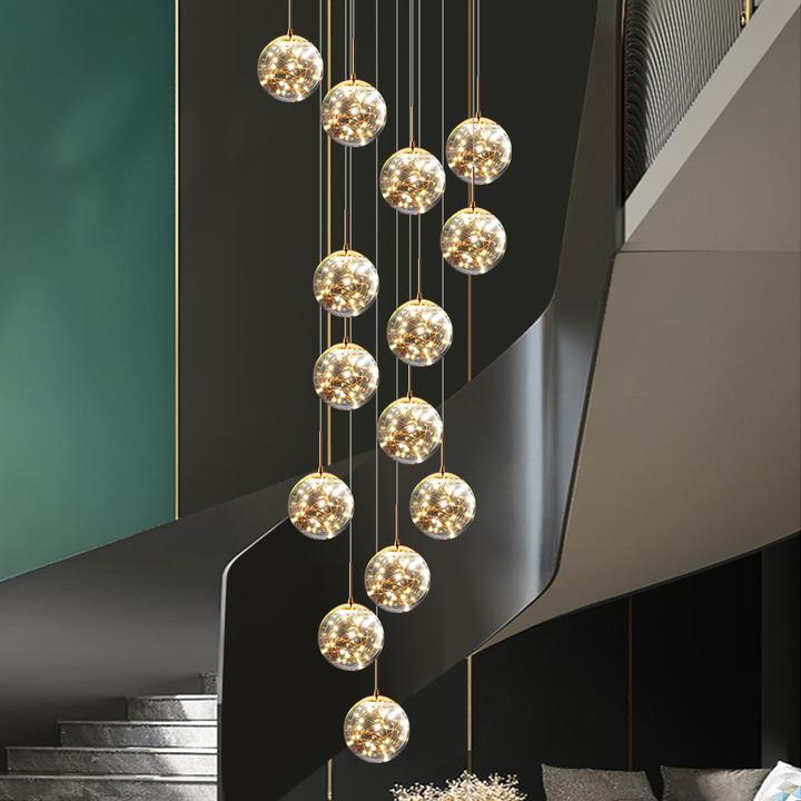 旋转楼梯间大气长吊灯复式楼现代简约轻奢别墅loft公寓客厅吊灯