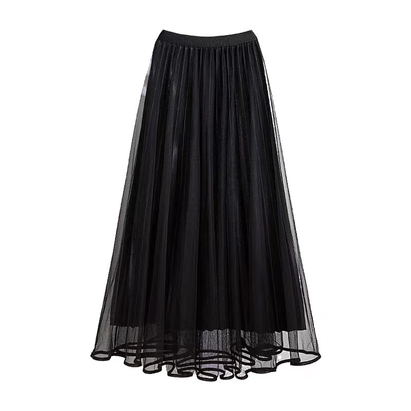 仙女群    长款80公分百褶裙裙子蕾丝半身裙