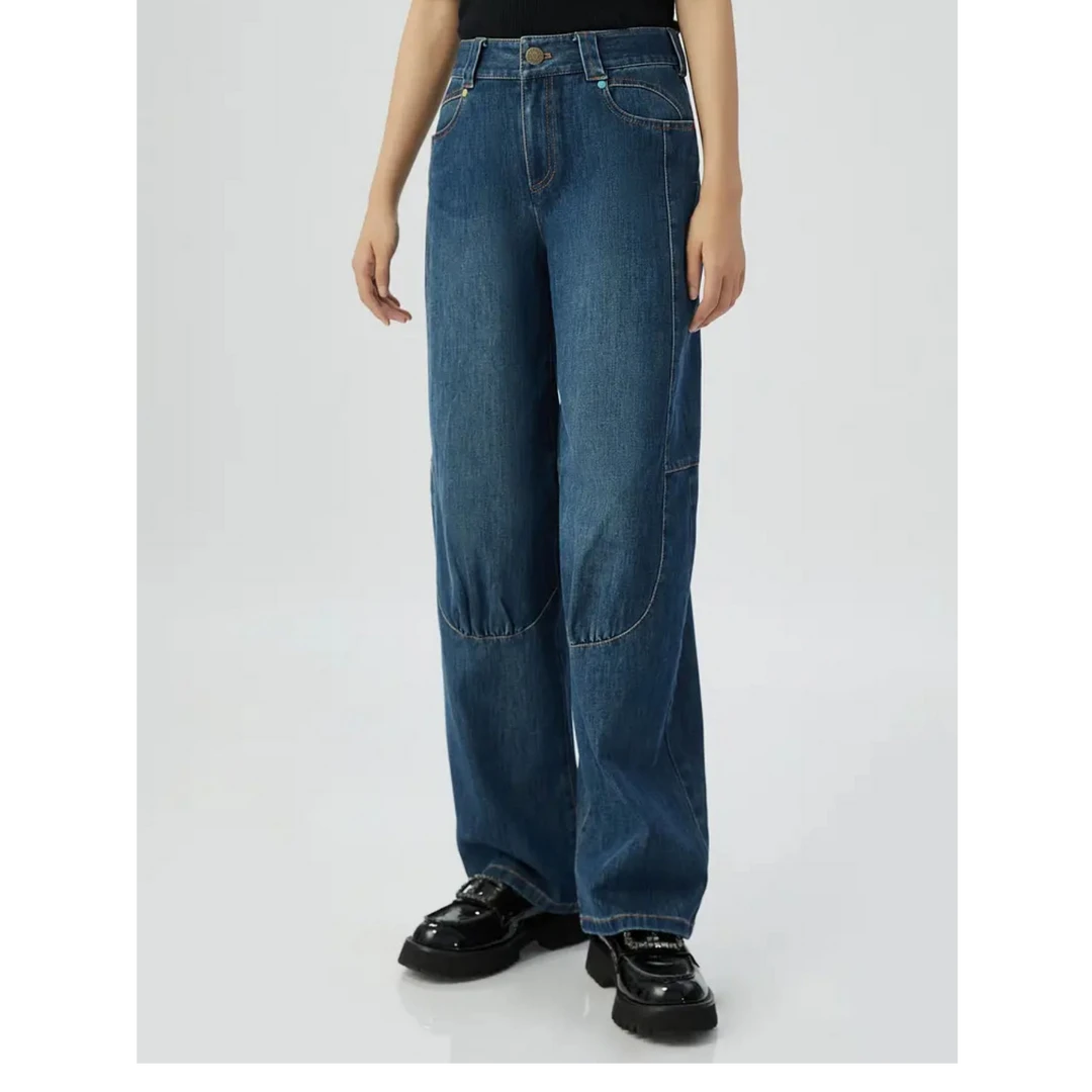 AMASS/阿玛施新款宽松复古牛仔裤丹宁风显瘦结构式休闲裤5100432